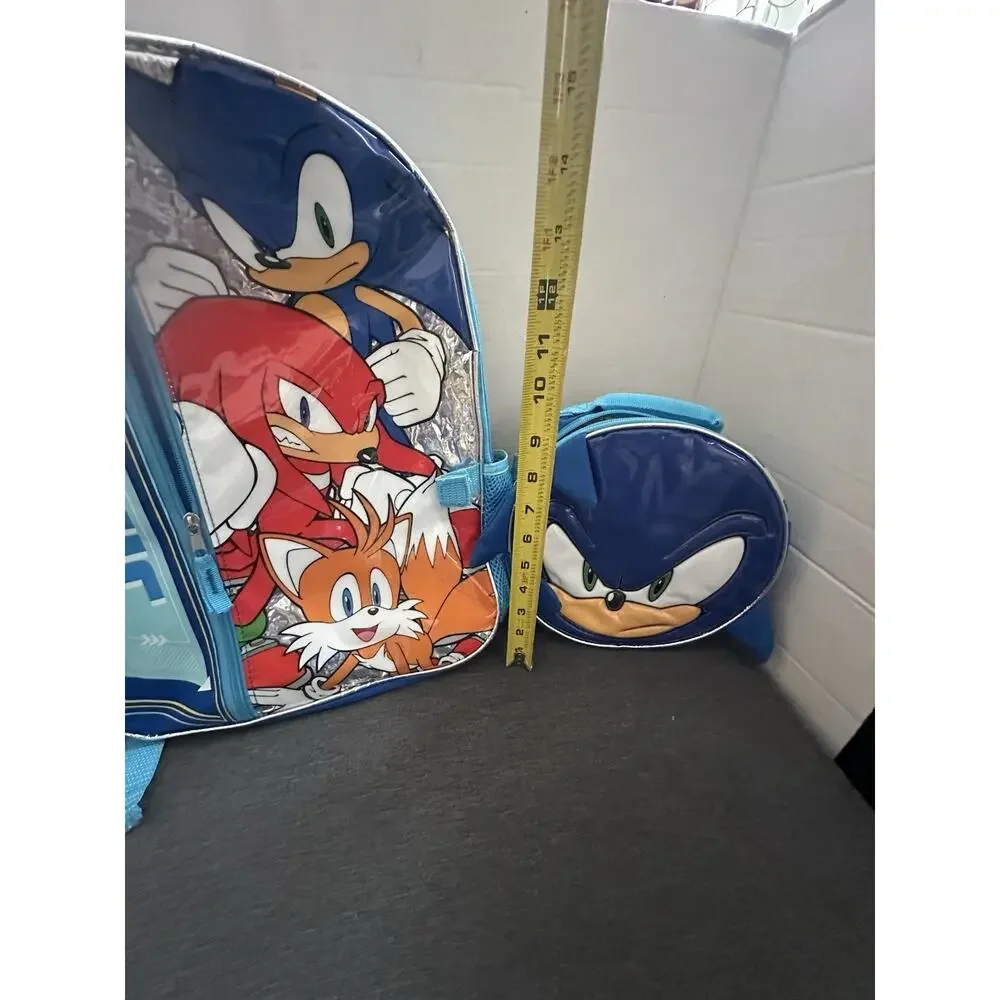 Sonic The Hedgehog Backpack w/ Attached Lunch Bag Knuckles Tails Kids School